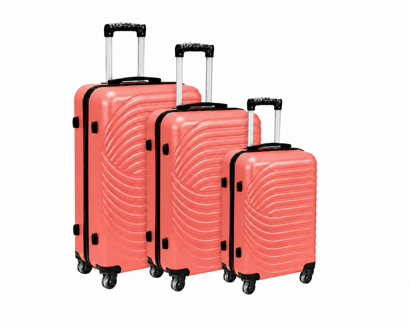 (image for) 003 Set of 3 Coral Pink Hard Shell Suitcases